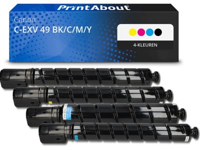 PrintAbout huismerk Toner C-EXV 49 BK/C/M/Y 4-kleuren Multipack Geschikt voor Canon