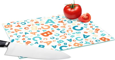 Glazen Snijplank - 28x20 - Letters - Abc - Oranje - Blauw - Patronen - Snijplanken Glas