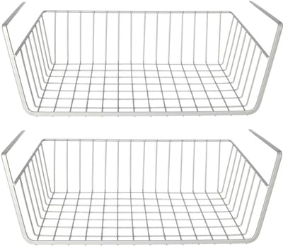 Gerimport Opberg/opruim hangmandje - 2x - 25 x 40 x 14 cm - Kastmandje - zilver - kledingkast