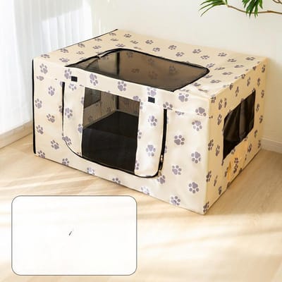Opvouwbare Bedrukte Kat Moederkamer Kat Vier Seizoenen Hondenhok Vierkant Hok Dat Geen Ruimte Inneemt Productie van Verpleegkamer Huisdier Kattenhok M 70*55*45 black