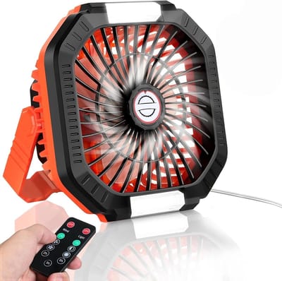 Solvix tafel ventilator geluidloos - Campingventilator met Licht - Hoogwaardig ABS - 4-traps Instelbaar - Draagbaar met Draaihaak - Voor Binnen en Buiten