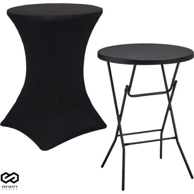 Infinity Goods Stevige Zwarte Statafel Incl. Zwarte Statafelrok - Partytafel - Robuust en Weersbestendig - Inklapbaar - 80cm x 110cm - Feest