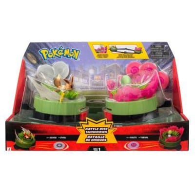 POKEMON - Pokemon Battle Disc Showdown Game Eevee #3 & Ralts with Normal Base & Psychic Base - Normal and Psychic discs - Battle Arena - W1
