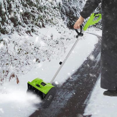 Elektrische Sneeuwploeg - Sneeuwveger - Snel Sneeuw Ruimen - 1200W Krachtige Motor - 30 Cm Werkbreedte - Groen