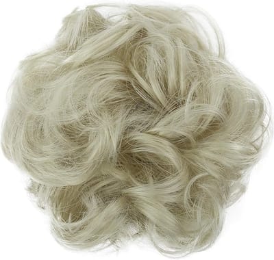 Haarstukje Haarwokkel Opgestoken Bruids Kapsel Volumineus Gekruld Knoet Lichtblond G17A