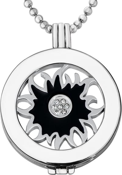 Munthouder met Ketting en Munt 33mm Zirkonia Bloem - Zilverkleurig - ERHS791
