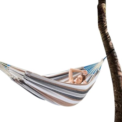 Hangmat voor volwassenen - Strandhangmat Reishangmat - Buiten Ontspannen - Robuuste Draagkracht - 260 x 150 cm - Gestreept