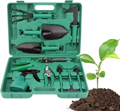 Tuingereedschap Set - Handplant Hulpmiddel - Tuinonderhoud Buiten - Anti-slip Zware Belastbaar - Set van 10 - Grijs
