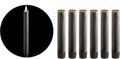 LED-kaarsen met timer GRIJS 8 stuks Binnen 6 uur ECHTE WAS 15 cm hoogte voor kaarsen 2,2 cm diameter 2 AAA-batterijen vereist LED-kaarsen set van 4 GRIJS (twee keer) bewegende vlamlamp