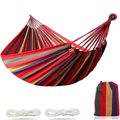 Dubbele Hangmat - Outdoor Katoen - Ontspannen Buiten - Anti-kantel Design - 260 x 150 cm - Rood