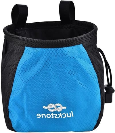 Chalk Bag voor Klimsport - Polyester Opbergzak met Trekkoord en Verstelbare Schouderband voor de Klimhal, Blauw