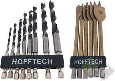 Hofftech Boor- en bitset hout - 3 t/m 25 mm - 14-delig - 1/4 inch aansluiting