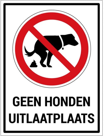 Geen honden uitlaatplaats bord met tekst | gecoat dibond materiaal | 20 x 15 cm