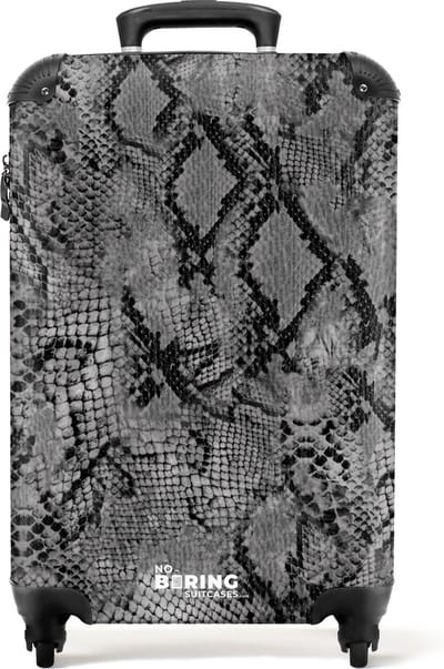 NoBoringSuitcases.com® - Grijze koffer - Slangenprint grijs - 55x35x25
