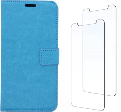 LuxeBass Oppo A5 / Oppo A9 hoesje book case Turquoise met tempered glas screen Protector - telefoonhoes - gsm hoes - telefoonhoesjes