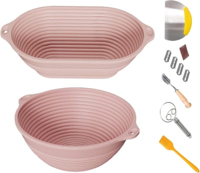 Broodrijsmanden Set - Bakvormen - Brood Bakken - Opvouwbaar Ontwerp - 2 Maten - Roze