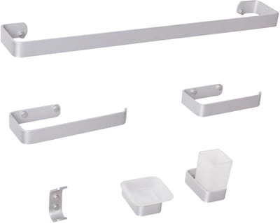 ZORRITOS - 6-delige badkamer hardware set - Zilver - Aluminium