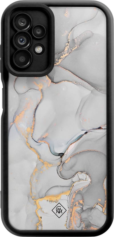 Casimoda® hoesje - Geschikt voor Samsung Galaxy A23 - Marmer Grijs - Zwart TPU Backcover - Marmer - Grijs