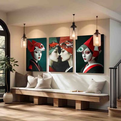 Picturetopicture - Canvas - 50x70 - Portret - Drieluik - Wanddecoratie - Uniek - Exclusief