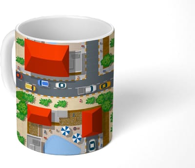 Mok - Koffiemok - Auto - Patronen - Wegen - Steden - Mokken - 350 ML - Beker - Koffiemokken - Theemok