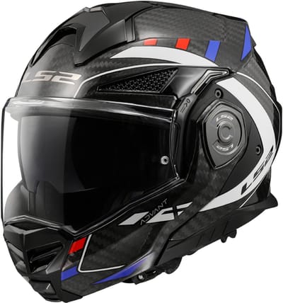 LS2 FF901 Advant X Carbon Future Glossy Zwart Wit Blauw Rood Systeemhelm - Helm