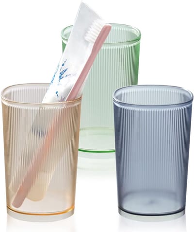 Tandenborstelbekers - 3 stuks - Badkamertandenborstelhouder - Plastic bekers - Herbruikbare badkamertandenborstelbekers - 3 kleuren