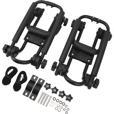 2 pièces Porte-bagages de toit pour kayak universel pliable réglable Support de toit pour canoë voiture sur le toit Porte-pour bateau SUV Camion Van