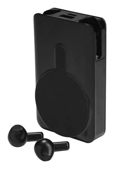 Denver Powerbank met Draadloze Oordopjes - 2-in-1 - 5.000 mAh - Bluetooth Oortjes Draadloos - Geschikt voor o.a. iPhone en Samsung - PWE5001B