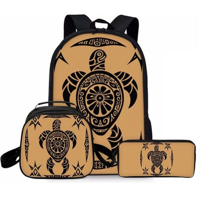 Zeeschildpad Koraalprint Drie Delig Set Rugzakken voor Jongen/Meisjes Beste Cadeau 2D Cartoon Modieuze Schooltas voor Kinderen