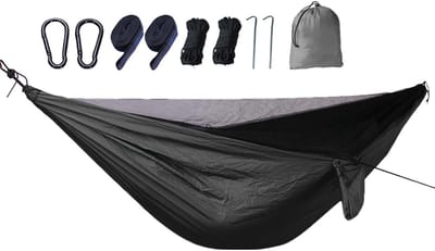 Hangmat met Net - Kampeerhangmat Vliegengaas - Buiten Ontspannen - Hoge Dichtheid Gaas - 270x140 cm - Zwart