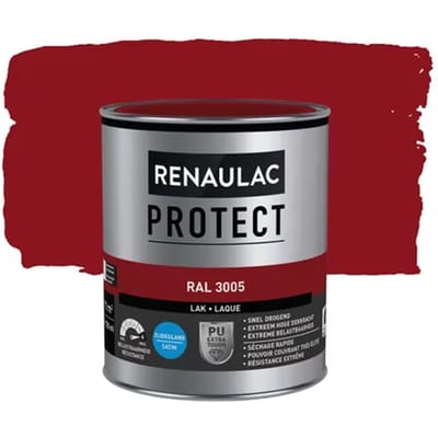 Renaulac Houtlak Protect - Zijdeglans - Wijnrood Ral 3005 - 750ml
