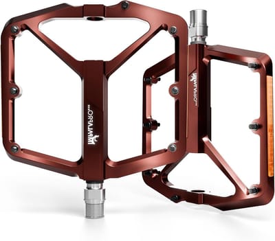 Fiets pedalen - MTB pedalen platform - Betere grip fietsen - 12 verwijderbare pinnen - 11.7 x 10.2 cm - Bruin