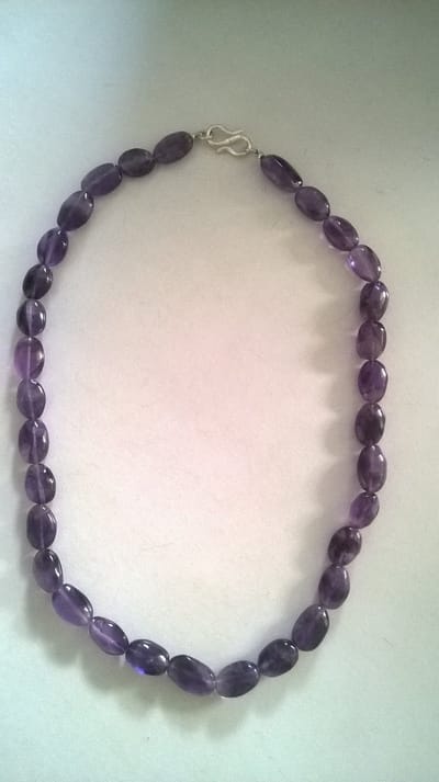 Gemstones-natural natuurstenen ketting amethist 44 cm zilveren 925 slot