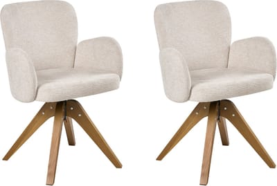 JEAN - Eetkamerstoel set van 2 - Lichtbeige - Polyester