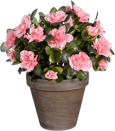 Mica Decorations Kunstplant - Azalea - Perzik - in pot - 31 cm - nepplanten