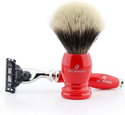 Mannen baard scheren set met kwaliteit Origineele Borstel het beste Voor Krijgen Glad Scheren (Red Shaving Set)