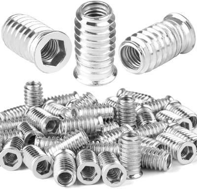Set van 40 M8 x 25 mm Hexagon Hex Socket Draadinvoeren voor Houten Meubels, Zinklegering Schroefverbindingen voor Duurzame Montage