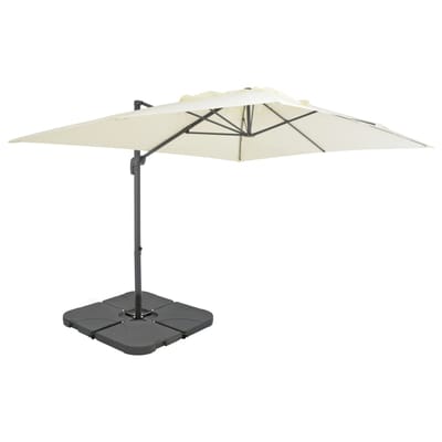 vidaXL - Parasol - met - draagbare - voet - zandkleurig