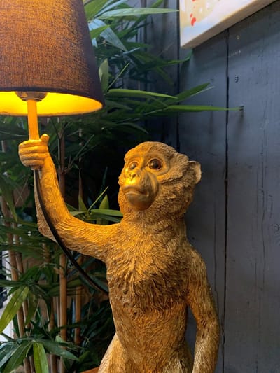 Boltze - Tafellamp - Aap - Saru - H60cm - polyresin - zwart/goud