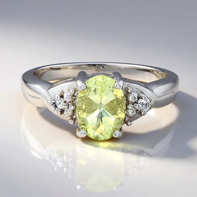 Cavill - Zilveren Ring met 1,03 ct Ovale Orthoklaas en Witte Topazen - 925 Sterling Zilver - Elegante Prong Zetting - Sieraad voor Vrouwen Maat 17