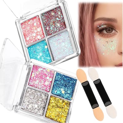 Thijox - 2 Stukken Gezichts Lichaamsglitter voor Vrouwen en Kinderen, 8 Kleuren Glitter Gel, Perfect voor Feesten, Carnaval en Make-up