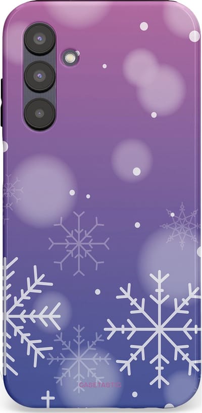 Casetastic hoesje geschikt voor Samsung Galaxy A25 - Dubbellaagse bescherming - Winter Sneeuw Paarse Roze Gloed - Fashion Case - Lavendel