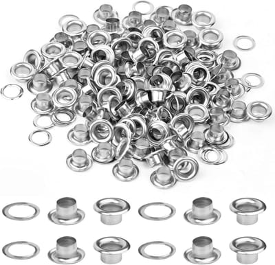 Complete Set van 100 Stuks Metalen Oogjes met 4mm Gat voor DIY Projecten, Tassen, Kleding en Lederen Accessoires