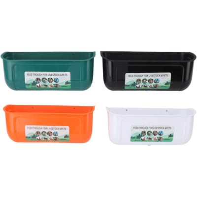 4 stuks Voederbak Grote Capaciteit Hek Hangend PP Plastic voor Vee Geiten Huisdieren Kippenvoeder black