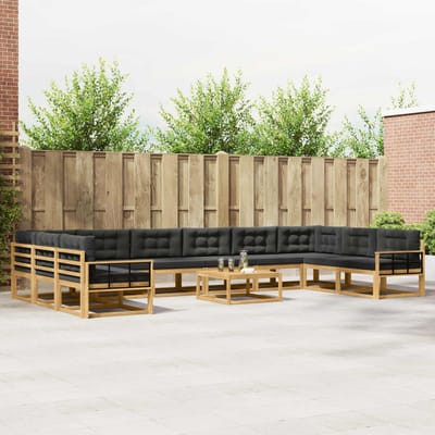vidaXL - Buiten - bank - set - 11 - st - Wit - en - antracietkleurig