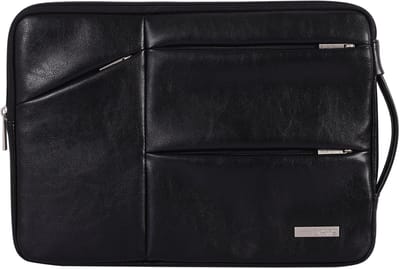 Laptophoes 15.6 Inch XV PU - Laptop Sleeve met Extra Vakken - Zwart