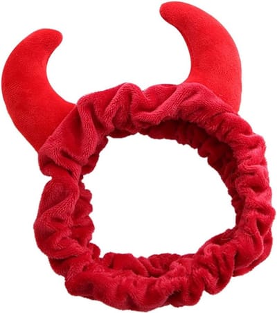 Luxe Rode Demon Hoorns Haarband voor Make-up, Douche en Sport - Grappige Accessoire voor Feestjes en Festivals