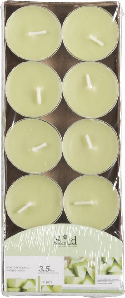Arti Casa Geurtheelichtjes - 10x stuks - meloen - lichtgroen - was - 3,5 uur