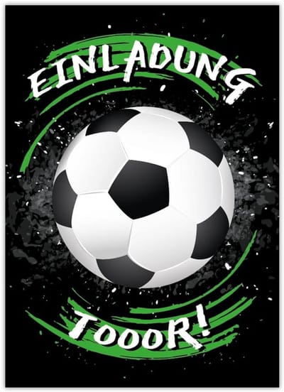SnelShoppen - 12 Verjaardagsuitnodigingen voor Kinderen, Voetbalthema, 10.5x14.8 cm, Gemaakt in Duitsland, Perfect voor Jongens Feest, Hoogwaardige Fo