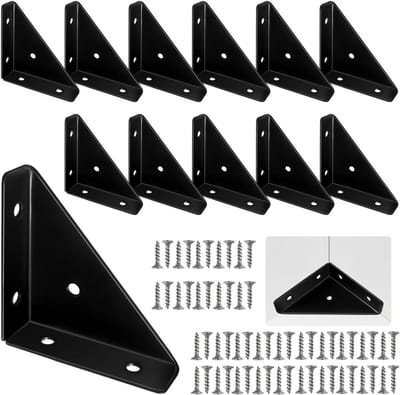 Hoekverbinders voor Meubels - 12 Stuks 90° Hoekconnectoren van Koudgewalst Staal met Schroeven voor Stevige Verbindingen van Tafel en Bed